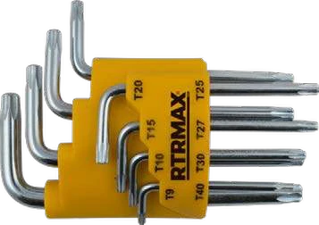 RTRMAX Kısa Torx Allen Anahtar Takımı 8’li · T9, T10, T15, T20, T25, T27, T30, T40